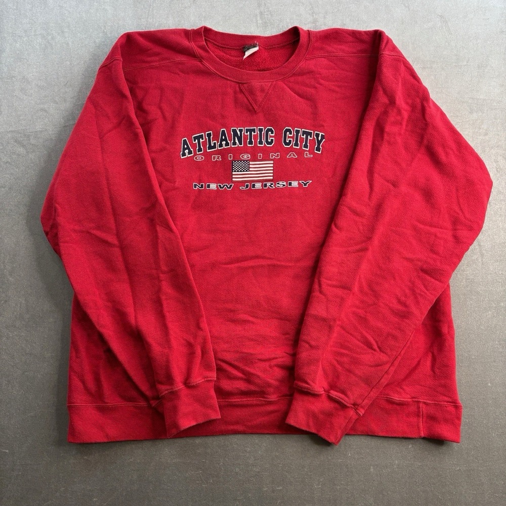 VTG Atlantic City New‎ Jersey Crewneck Sweatshirt Red USA Men's XXL